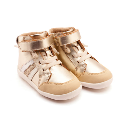 Old Soles 8000 High Sun Rays kids leather shoe in Gold with sporty detail