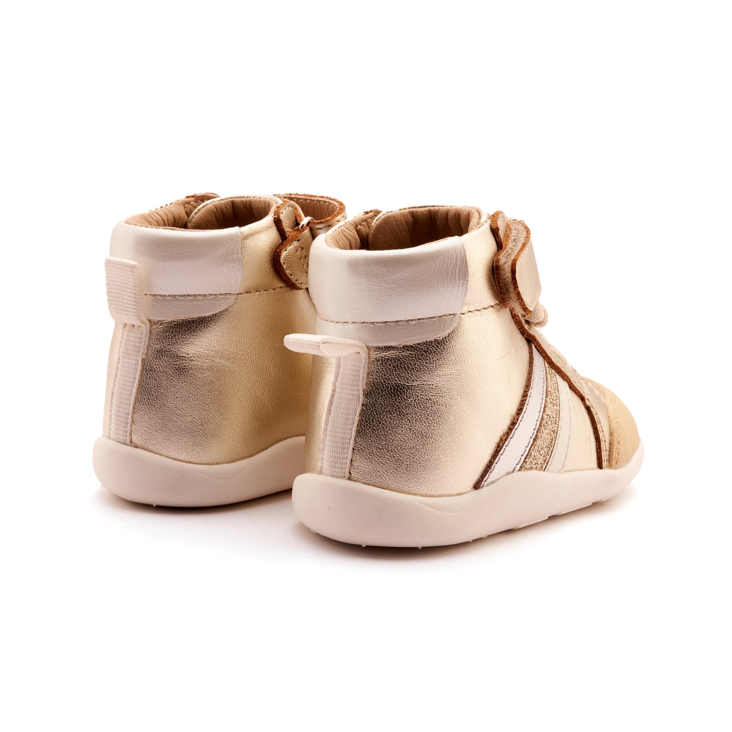 Old Soles 8000 High Sun Rays kids leather shoe in Gold with sporty detail