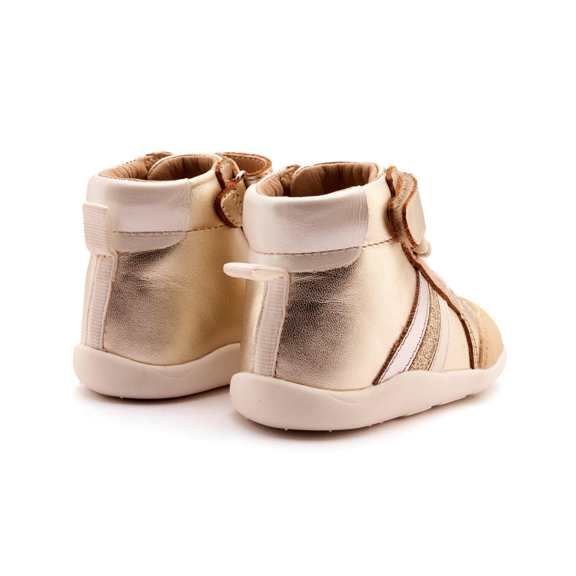 Old Soles 8000 High Sun Rays kids leather shoe in Gold with sporty detail