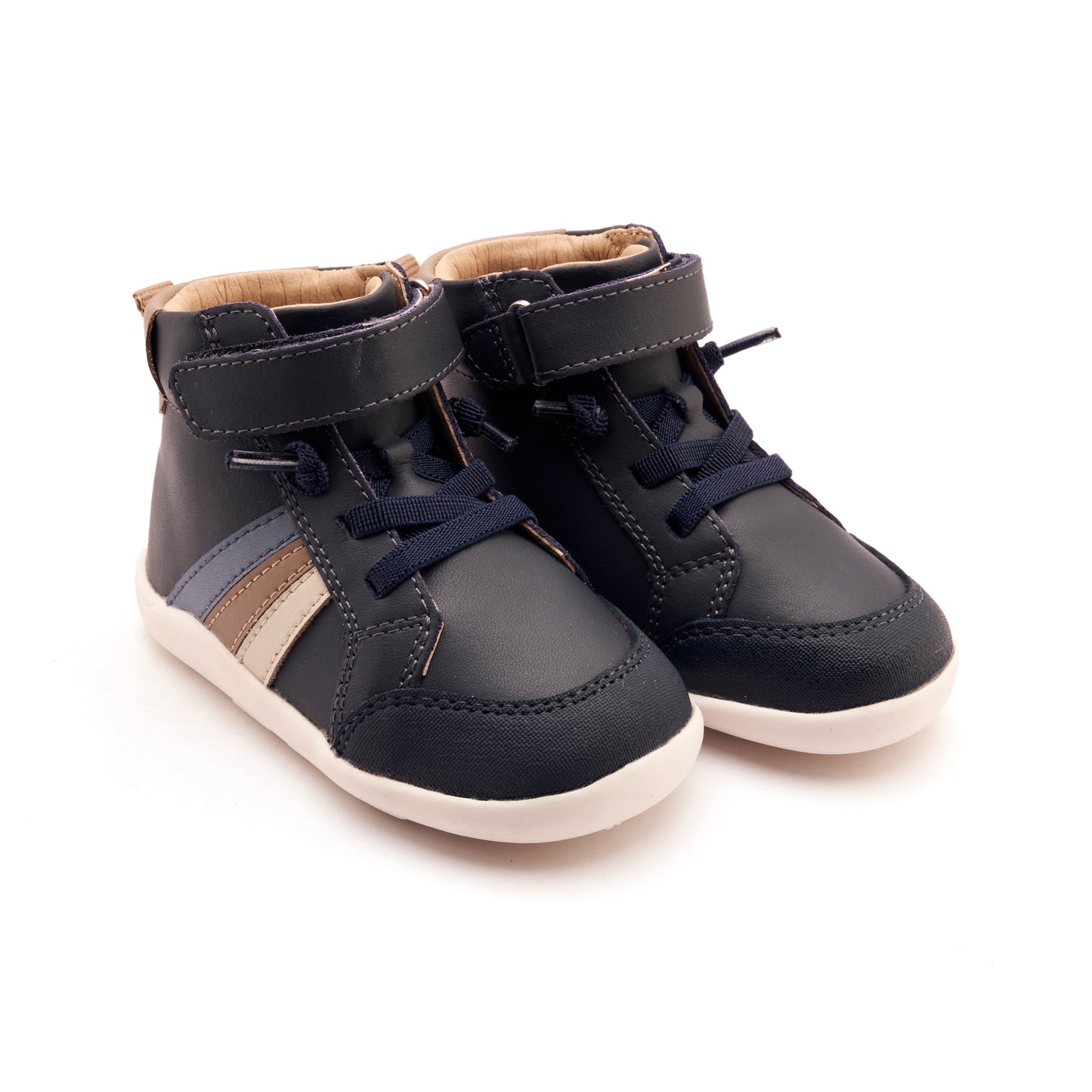 Old Soles 8000 High Sun Rays kids leather shoe in Navy with sporty detail