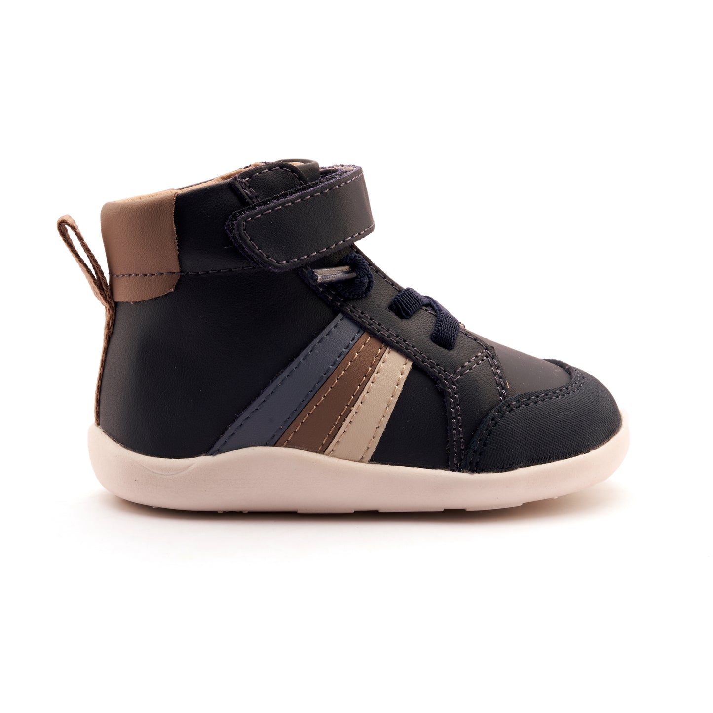 Old Soles 8000 High Sun Rays kids leather shoe in Navy with sporty detail