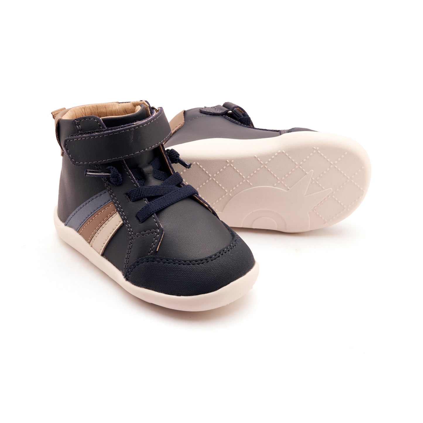 Old Soles 8000 High Sun Rays kids leather shoe in Navy with sporty detail