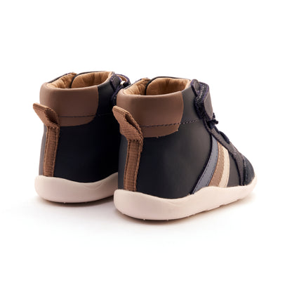 Old Soles 8000 High Sun Rays kids leather shoe in Navy with sporty detail