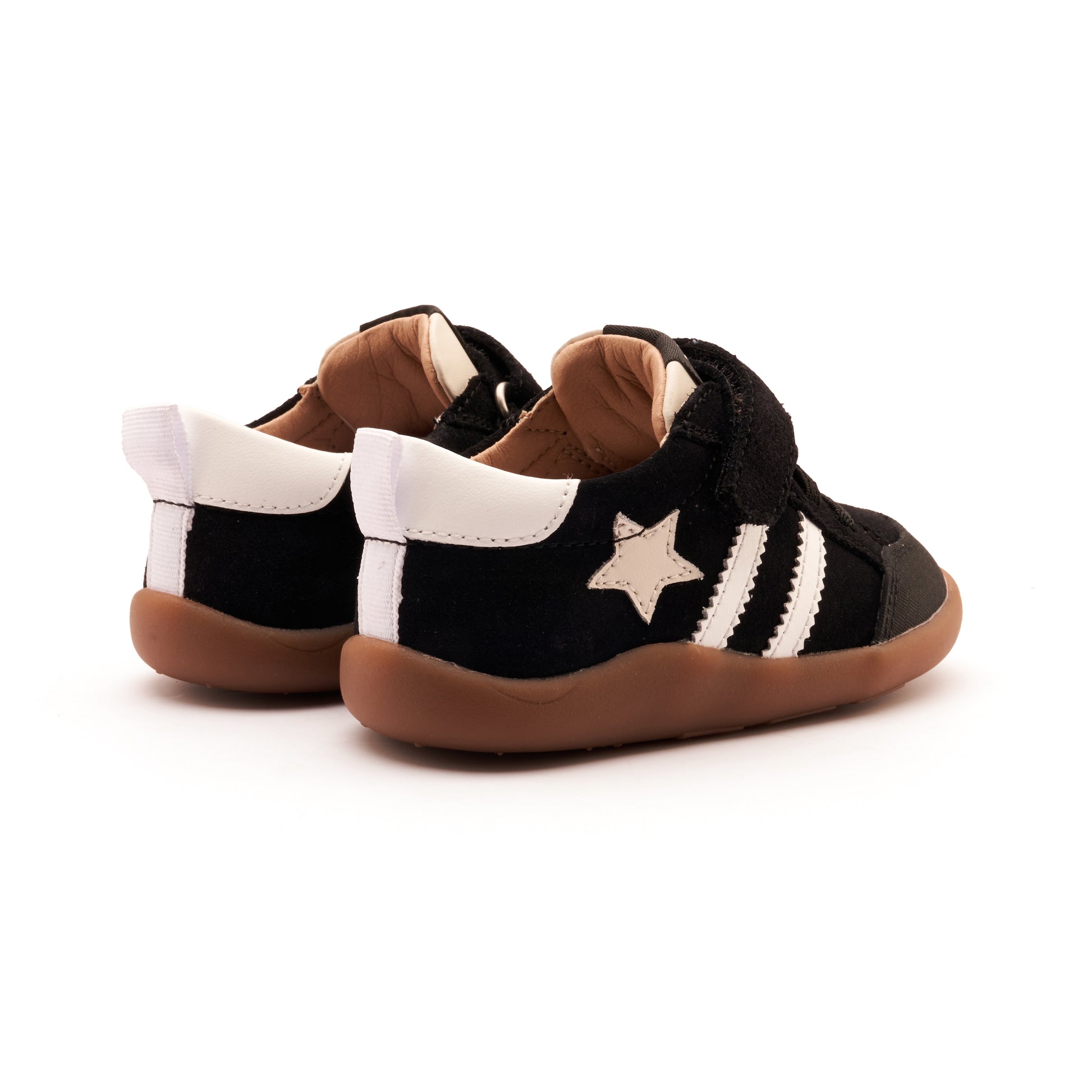 Old Soles 8072 Wos Ground kids leather shoe in Black Suede, Snow, and Sporco with rubber sole detail