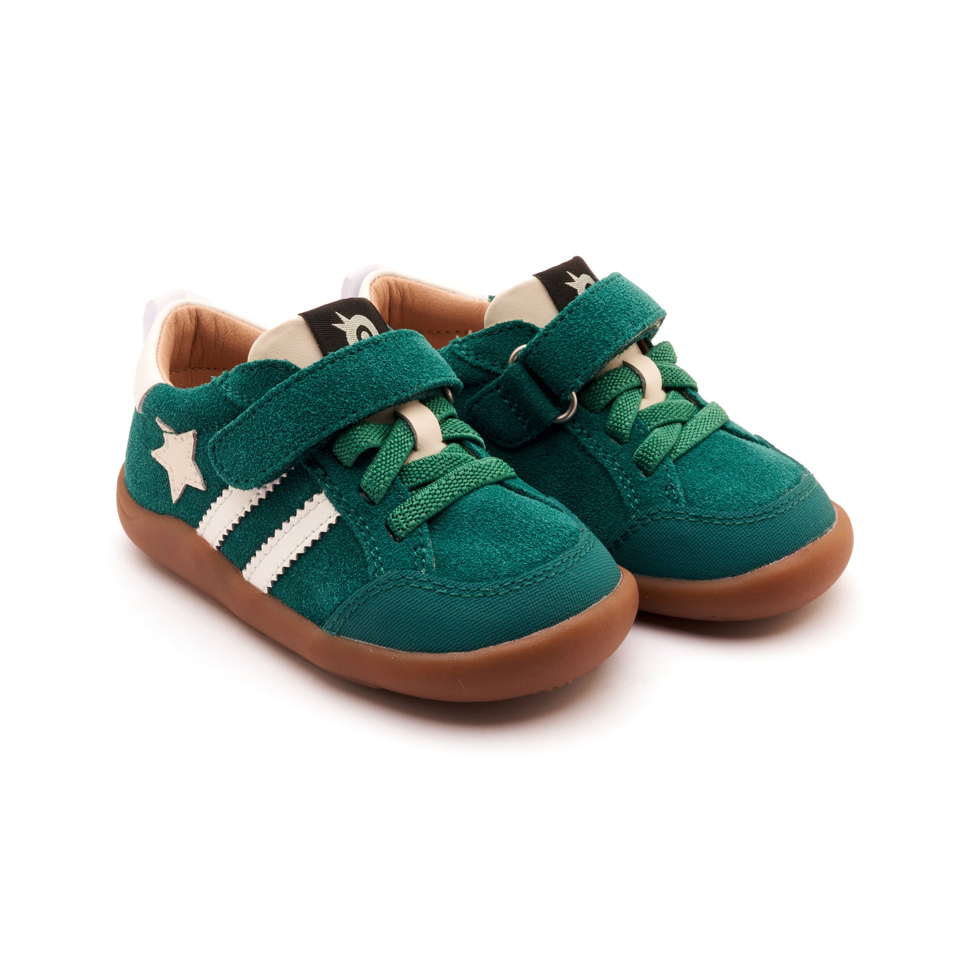 Old Soles 8072 Wos Ground kids leather shoe in Emerald Suede, Snow, and Sporco with rubber sole detail