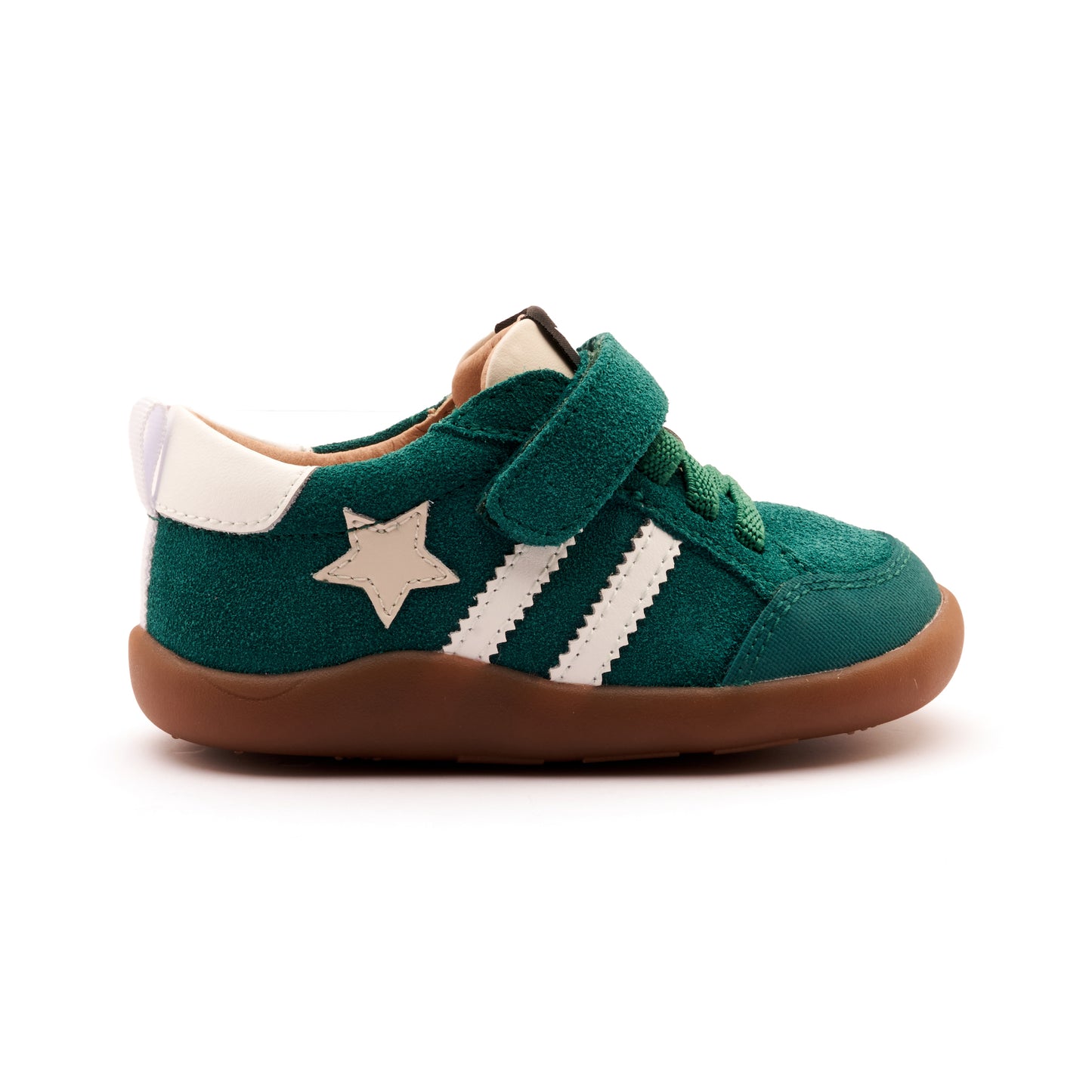 Old Soles 8072 Wos Ground kids leather shoe in Emerald Suede, Snow, and Sporco with rubber sole detail