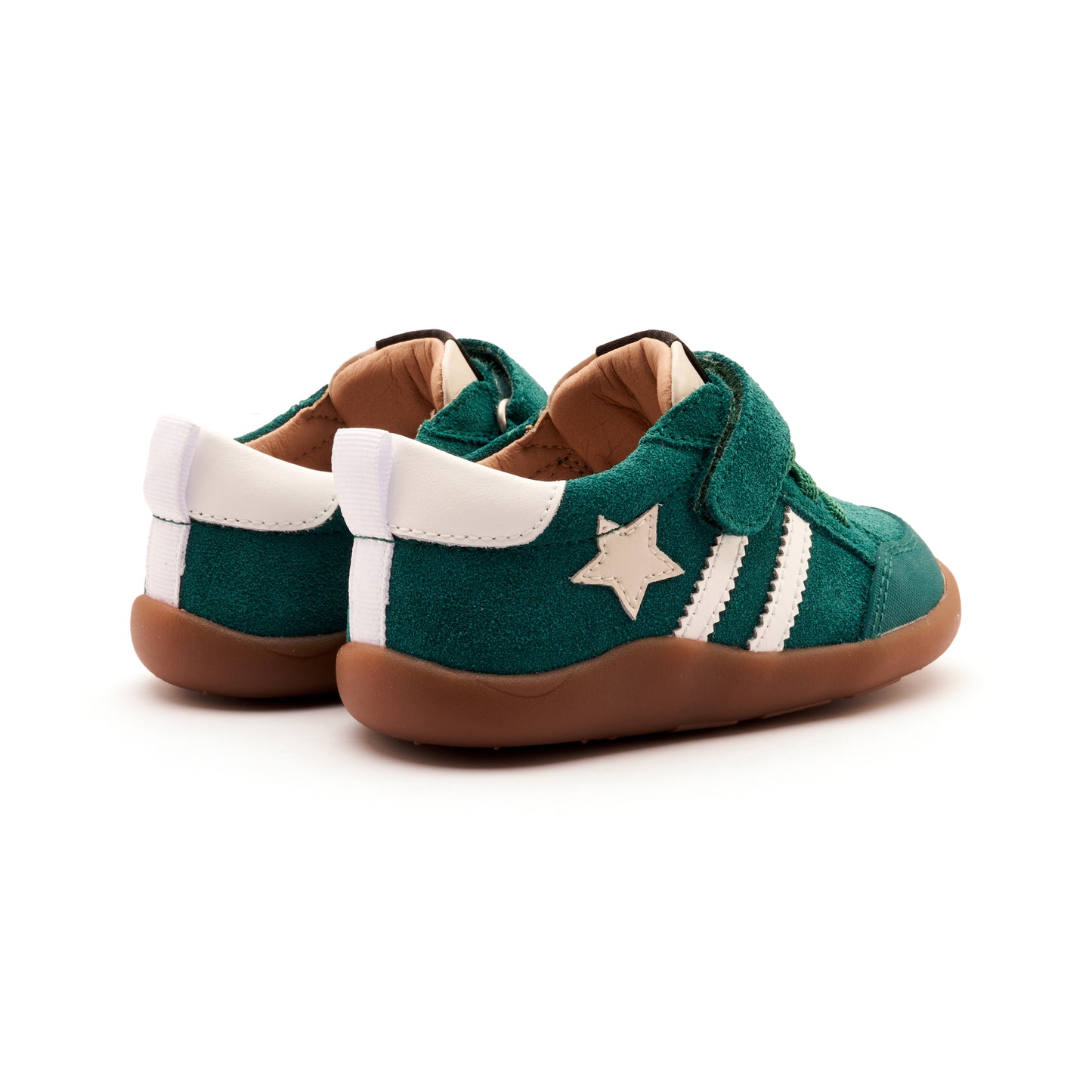 Old Soles 8072 Wos Ground kids leather shoe in Emerald Suede, Snow, and Sporco with rubber sole detail