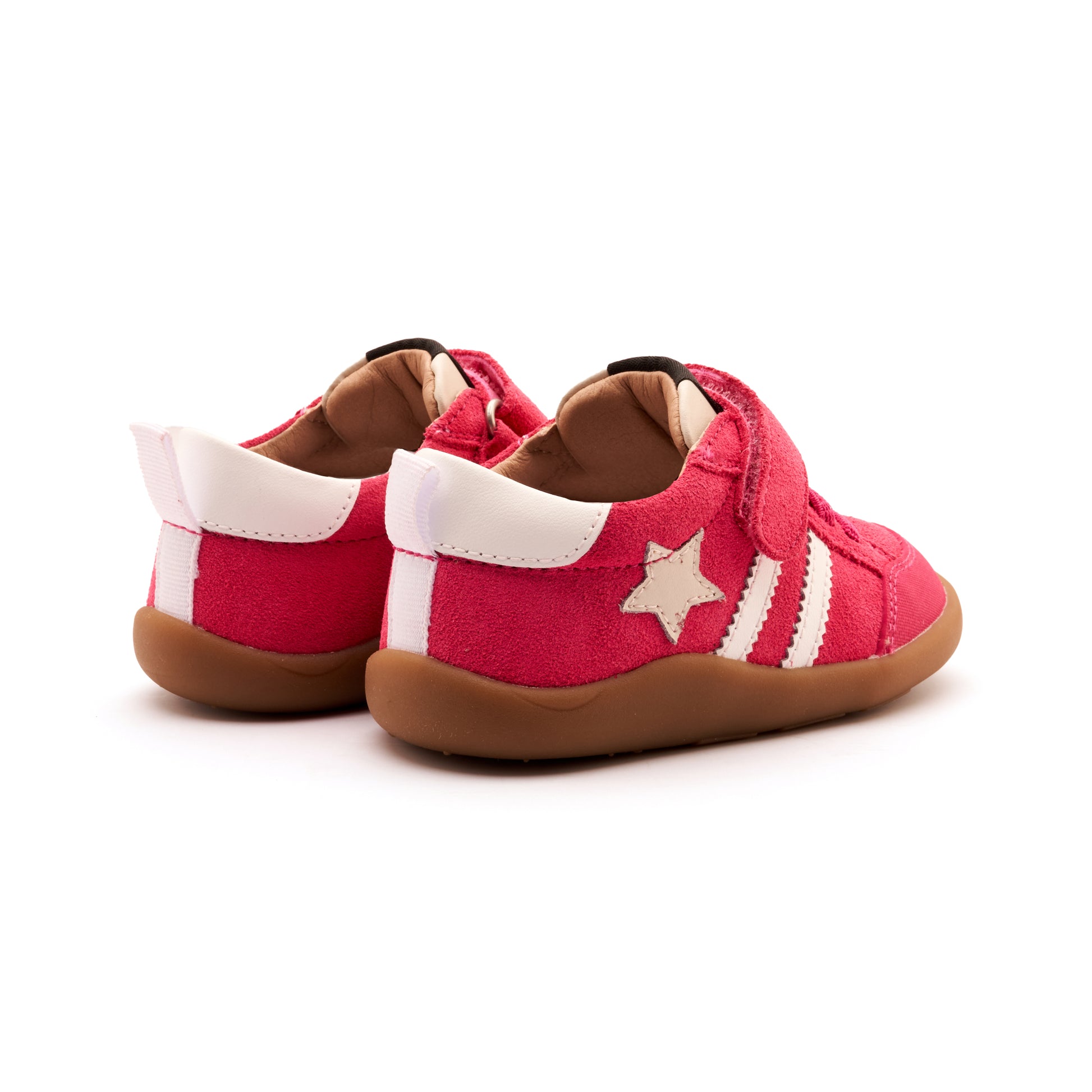 Old Soles 8072 Wos Ground kids leather shoe in Hot Pink Suede, Snow, and Sporco with rubber sole detail