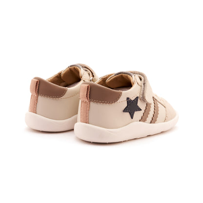 Old Soles 8072 Wos Ground kids leather shoe in Sporco, Taupe, and Navy with rubber sole detail