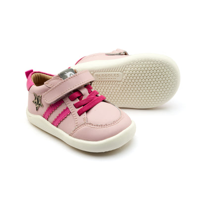 Old Soles 8072 Wos Ground kids leather shoe in Chalk Pink, Candy, and Kat with rubber sole detail