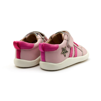 Old Soles 8072 Wos Ground kids leather shoe in Chalk Pink, Candy, and Kat with rubber sole detail