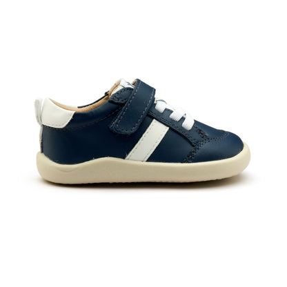 Old Soles 8083 Retro Ground kids leather shoe in Denim and Snow with rubber sole detail