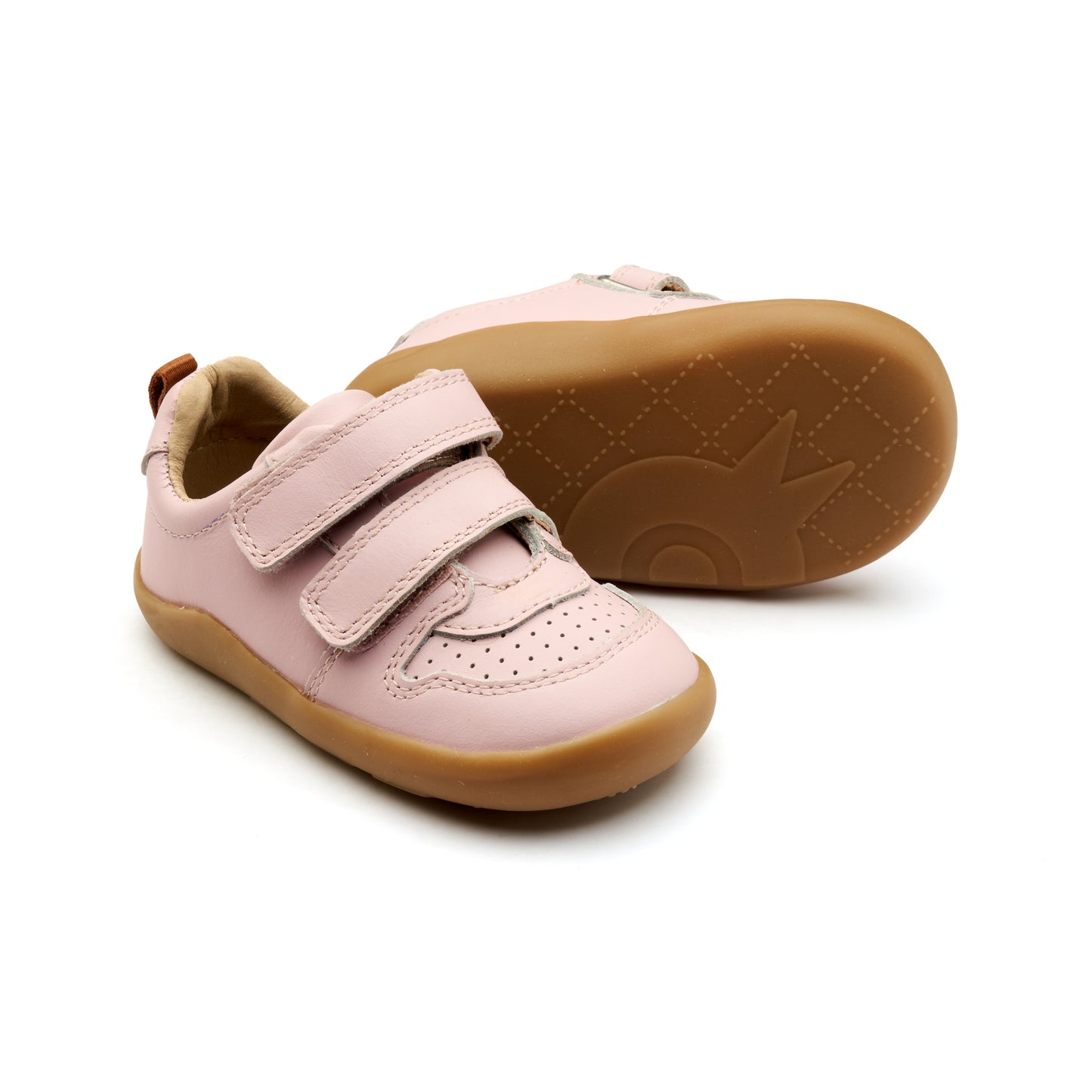 Old Soles 8102 7-Days Ground kids leather shoe in Chalk Pink with rubber sole detail