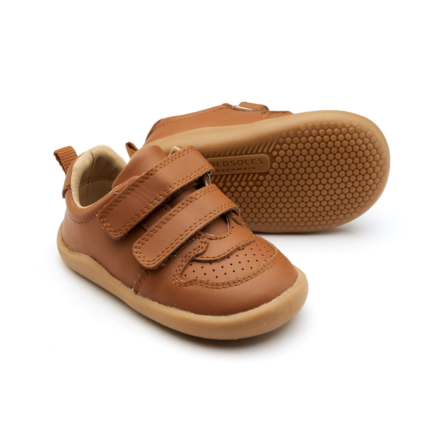 Old Soles 8102 7-Days Ground kids leather shoe in Tan with rubber sole detail
