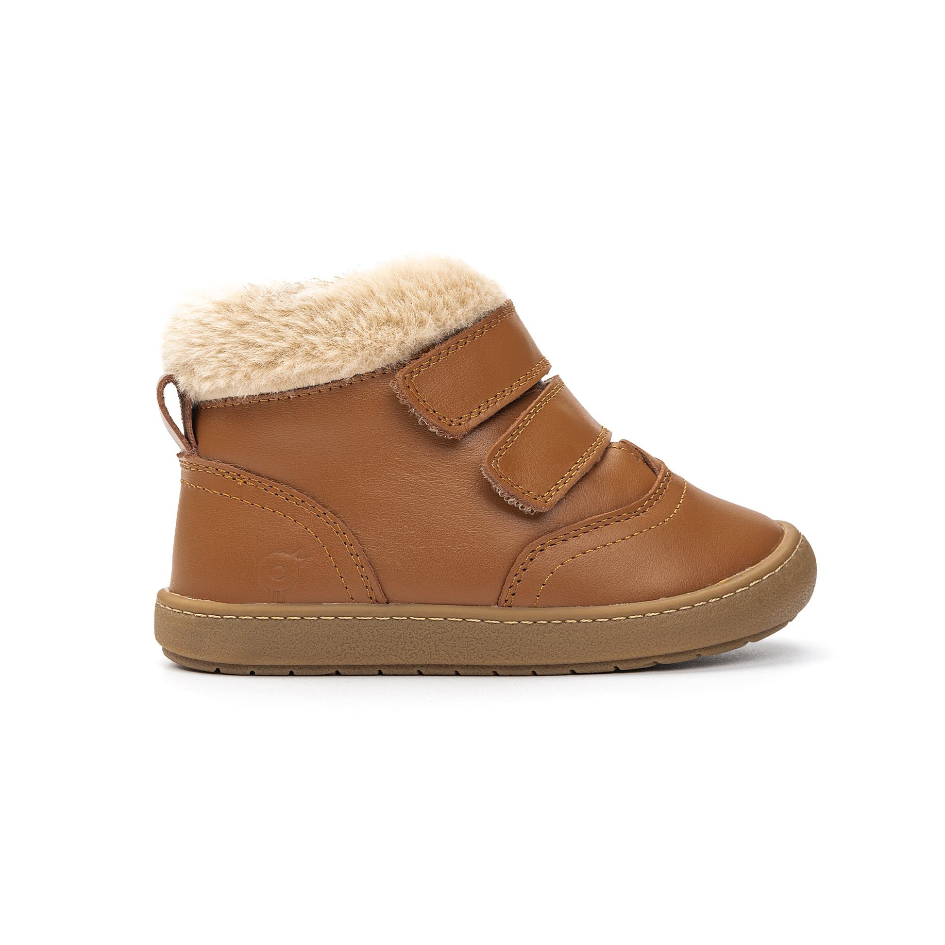 Old Soles 9008 Squad Shoe kids leather sneaker in Tan and Fur with sporty detail