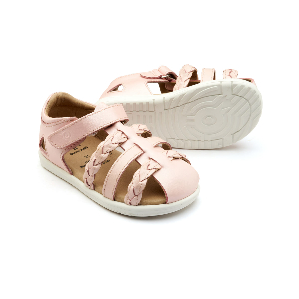 Old Soles 9510 Seascape kids leather sandal in Nacardo Dalia and Snow with open toe detail