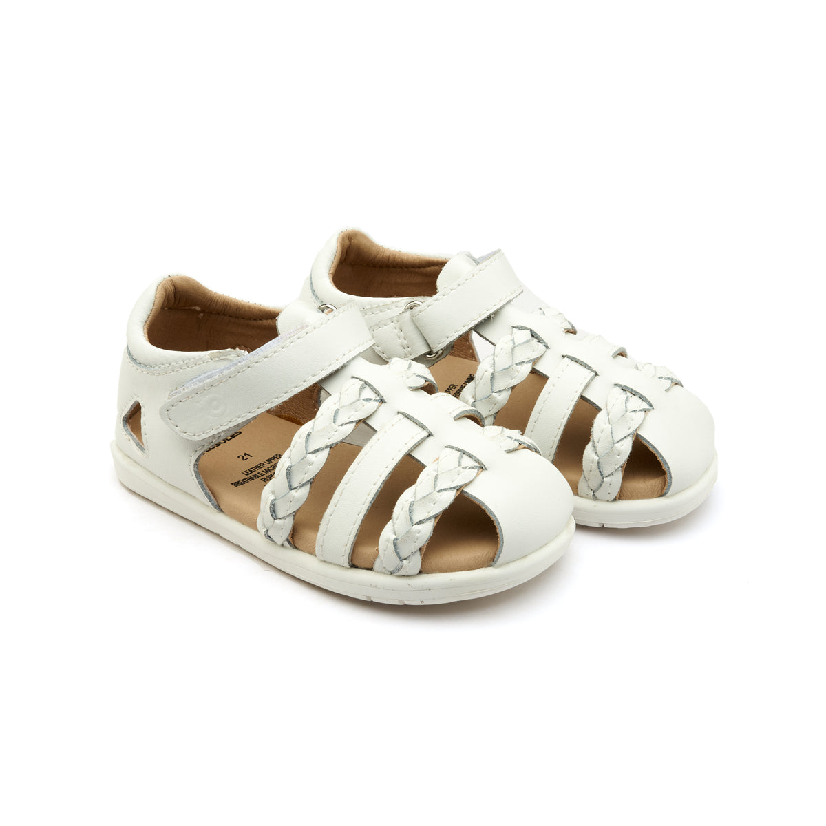 Old Soles 9510 Seascape kids leather sandal in Snow with open toe detail
