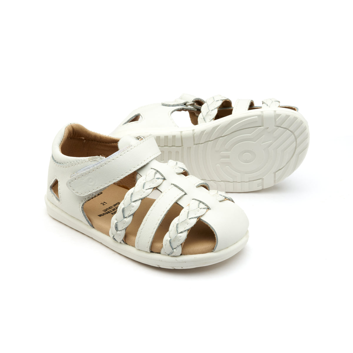 Old Soles 9510 Seascape kids leather sandal in Snow with open toe detail