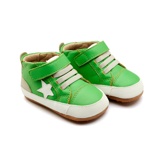 Old Soles 0085RT Platinum Bub baby leather shoe in Apple Green Snow and Gris